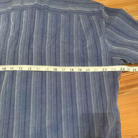 Tommy Bahama 100% Silk Men’s Camp Shirt Sz LG Blue Stripe Casual Party Preppy - Picture 9 of 12